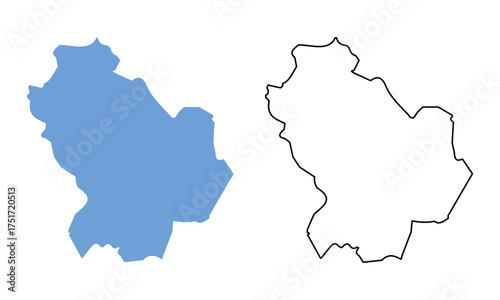 Map of Abruzzo is a region of Italy. Map with detailed outlines and blue silhouettes.