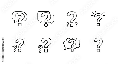 Collection of hand drawn question mark icons representing inquiry confusion and ideas vector