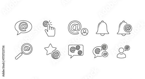 Hand drawn doodle icons set for email notifications and social media communication essentials vector