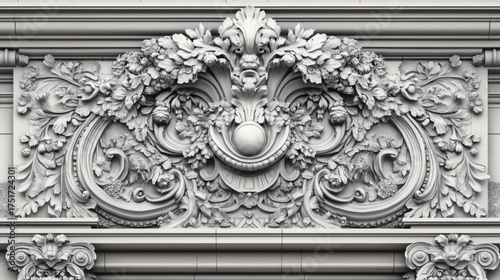 Ornate Architectural Detail, Building Facade, 3D Model, Design Element, for Print/Wall Decor
