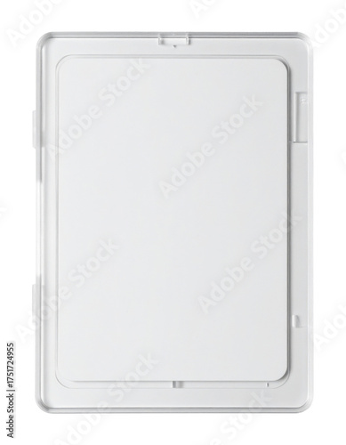 Blank trading card sealed inside a clear, graded plastic slab holder, isolated on transparent background, png