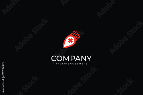 Dynamic Red Medical Drop Icon Vector with Speed Lines and Plus Symbol for Fast Healthcare Delivery, Emergency Service App, and Quick Medicine Solution.