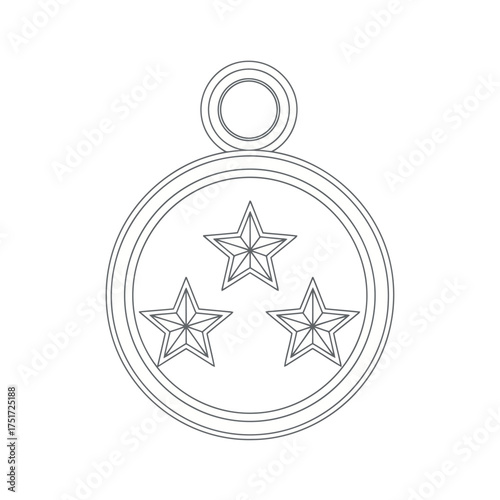 Adobe illustrator of three stars inside circle pendant
