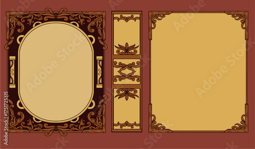 featuring a vintage book cover ornament design with beautiful colors and carvingsork