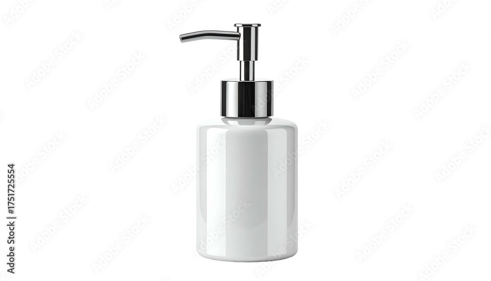 Obraz premium White bottle with pump dispenser on a plain black background
