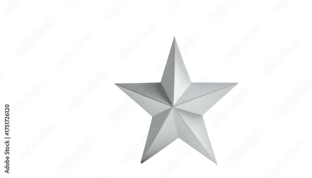 Fototapeta premium Silver star, five-pointed, with subtle folds on black background