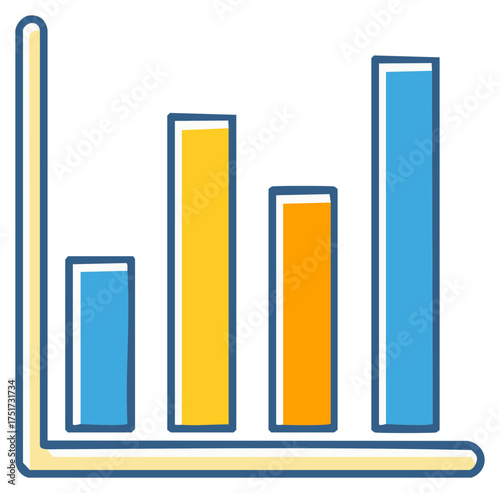 Colorful bar graph illustration displaying data analytics and statistical information for business growth and progress