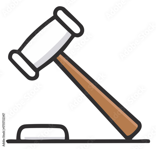 Judge Gavel and Sounding Block Icon for Law Justice and Auction