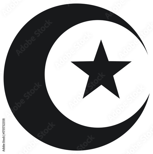 Islamic Crescent Moon and Star Symbol