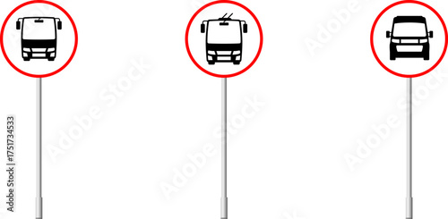 Prohibitory signs for specific vehicles, Vehicle prohibition signs vector.
