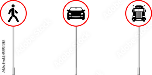 Prohibitory signs for specific vehicles, Vehicle prohibition signs vector.