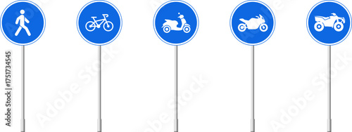 Traffic signs permitting specific types of vehicles. Mandatory signs vector.