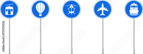Traffic signs permitting specific types of vehicles. Mandatory signs vector.