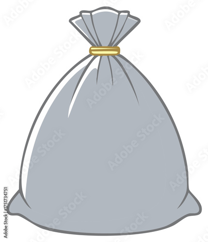 Secured Gray Pouch with Golden Tie Simple Illustration