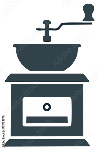 Vintage manual coffee grinder icon simple silhouette of a retro coffee mill