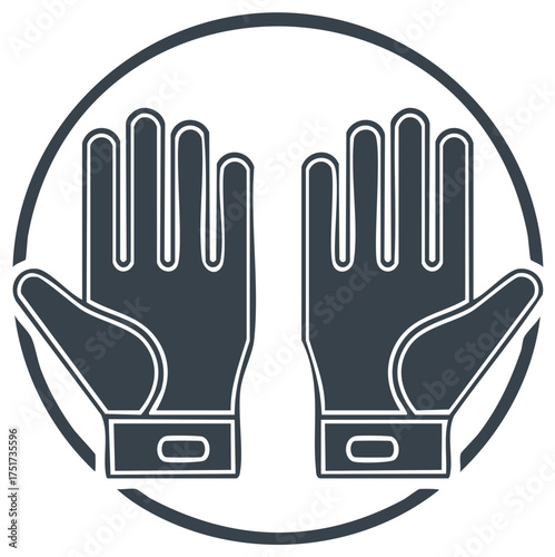 Stylized pair of durable gloves emblem for safety protection and manual labor tasks