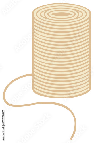 Spool of Brown Twine Illustration Roll of Thread Craft String Supply