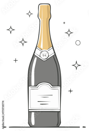 Illustration of a sparkling champagne bottle for a festive celebration