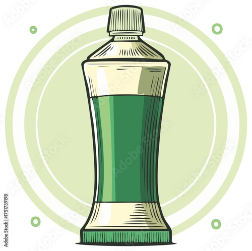 Vintage style illustration of a green tube for toothpaste or cosmetic cream