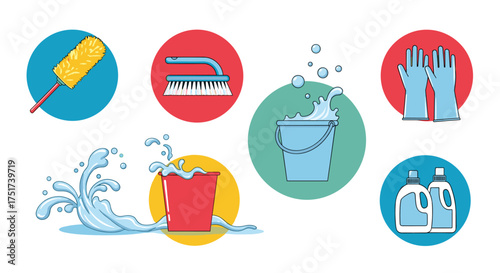 Cleaning supplies and tools for a spotless home environment.