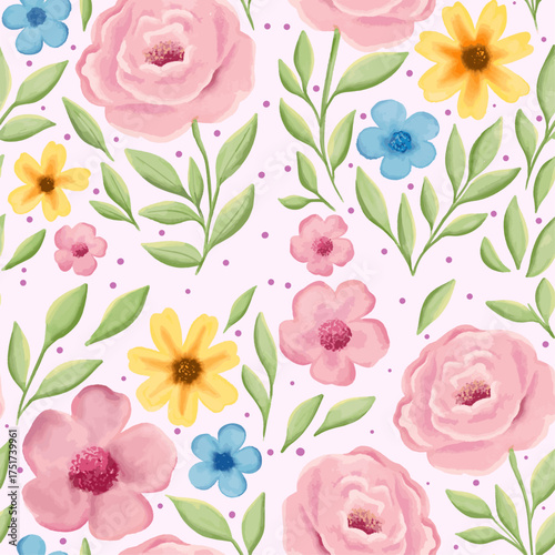 Seamless Pattern Flower Theme