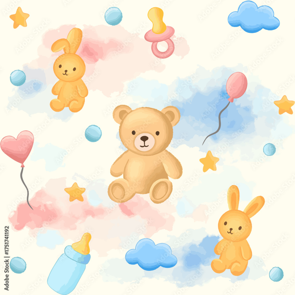 Fototapeta premium Seamless Pattern Baby Theme