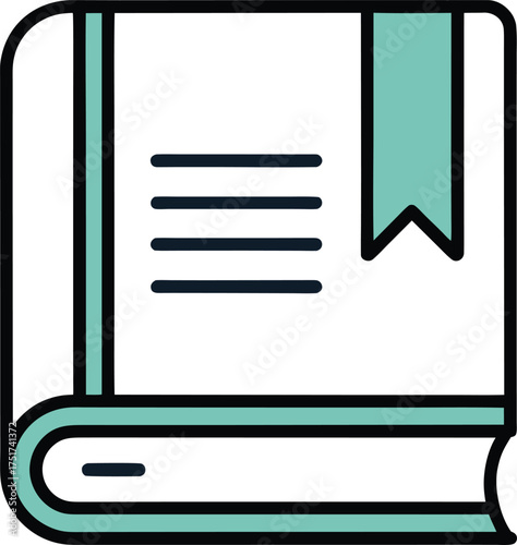 Stylized icon of an open book with a bookmark, representing knowledge, education, and learning.