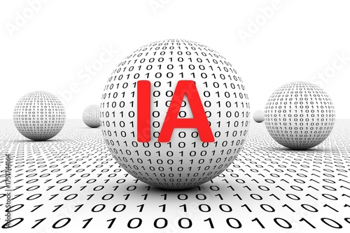 IA conceptual sphere binary code 3d illustration