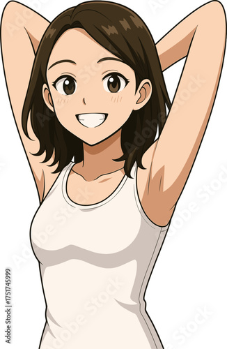 両腕を上げている女性のイラスト