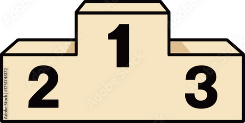 正面からの1位2位3位の表彰台のイラスト