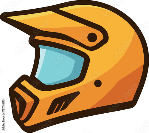モトクロスの黄色ヘルメット側面のイラスト