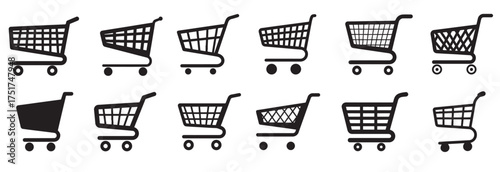 shopping cart silhouette white background