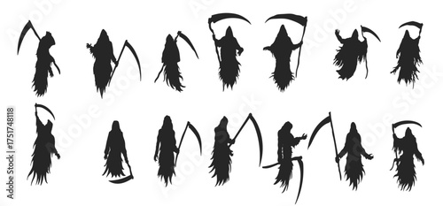 silhouette of the angel of death the grim reaper carrying a