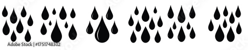 simple black and white rain drop icons set 