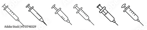 simple black line art illustration of multiple syringes