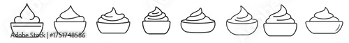 six outline creamy dips in bowls