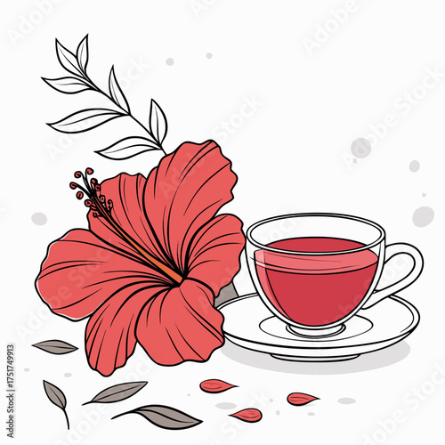 Hibiscus Tea Time: A Refreshing Herbal Blend Infusion for Wellness, Relaxation, and Healthy Living, Brewed with Floral Elegance and Natural Flavors