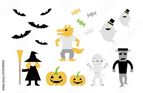 ハロウィンのシンプルでポップなベクターイラスト