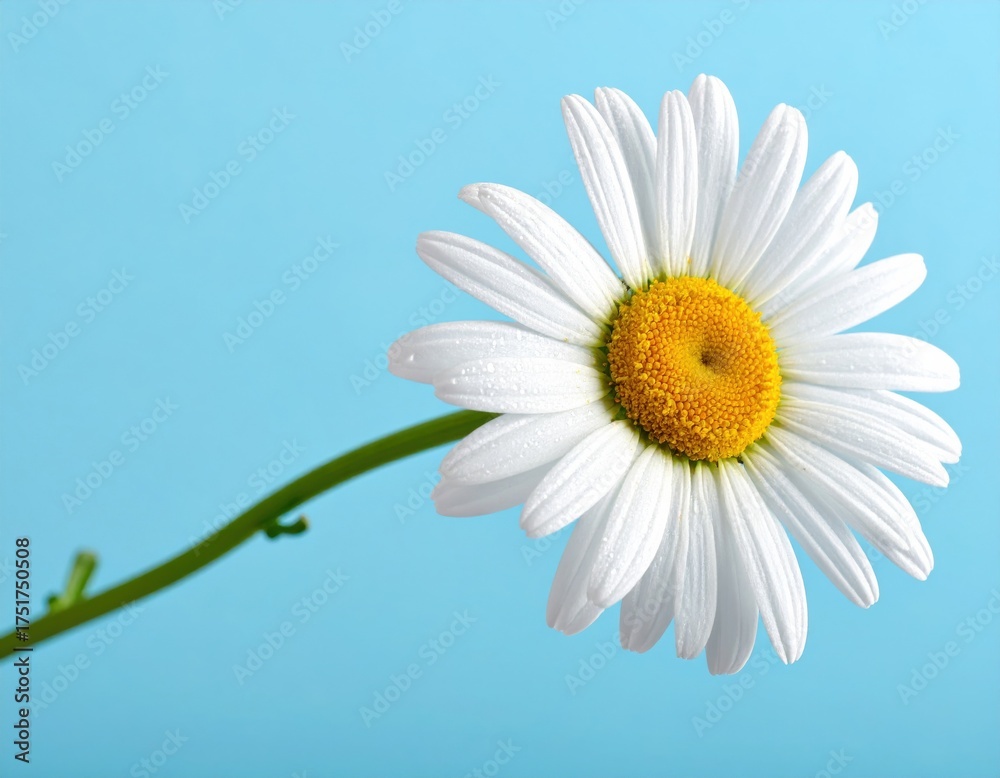 Fototapeta premium Fresh White Daisy on Blue Background