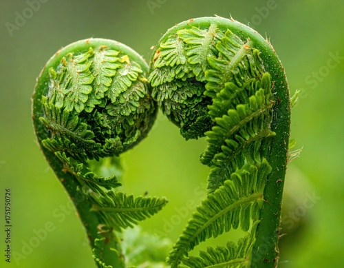 Vibrant Fern Fronds Fiddlehead Growth Closeup