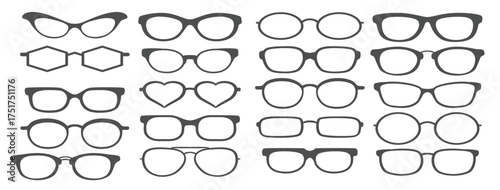 Set of sunglasses isolated on white background