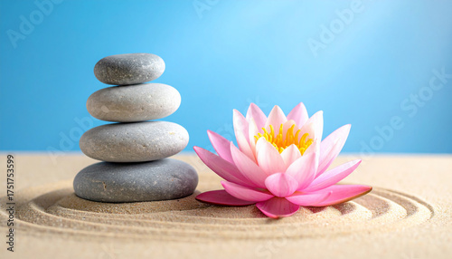 Zen Garden with Lotus Flower