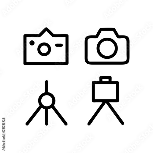 Camera and tripod icons for photography concept