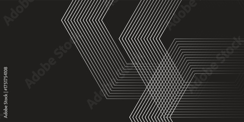 Dynamic turquoise neon hexagonal lines form a striking geometric pattern on a black background, evoking modern technology. vector illustration eps10