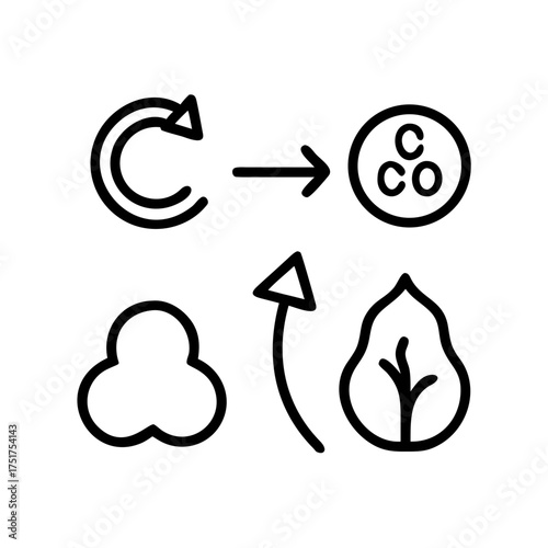 Icon depicting carbon cycle and plant growth