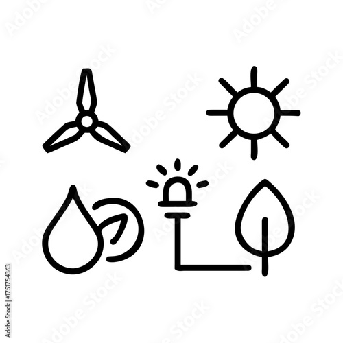 Renewable energy sources are depicted in this icon