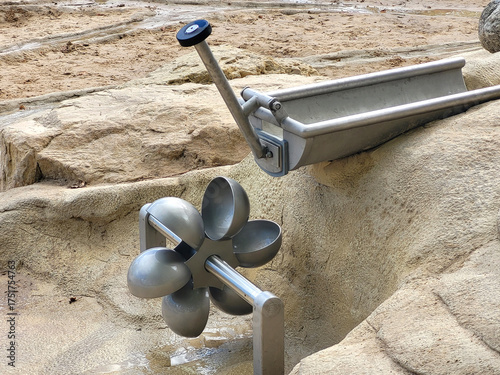 Water mill turning flow fall energy green ecology pure rotation wheel engine eternal science children kids play game funny