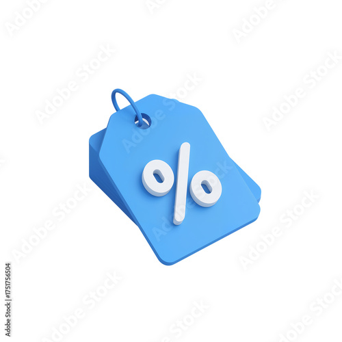 Blue Price Tags with Percentage Symbol Isolated