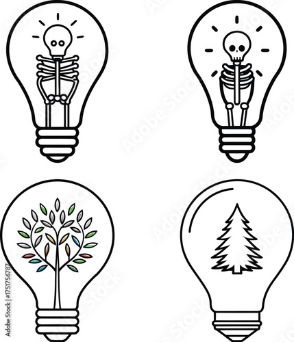 Hand holding lightbulb with small conifer tree growing inside. Eco friendly energy concept combines sustainability, environmental protection, renewable resources, green innovation, natural solutions
