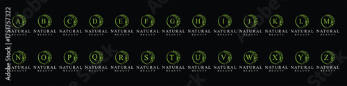 Collection of Initial letter A to Z cosmetics beauty fashion logo design, green leaves natural logo graphics concept